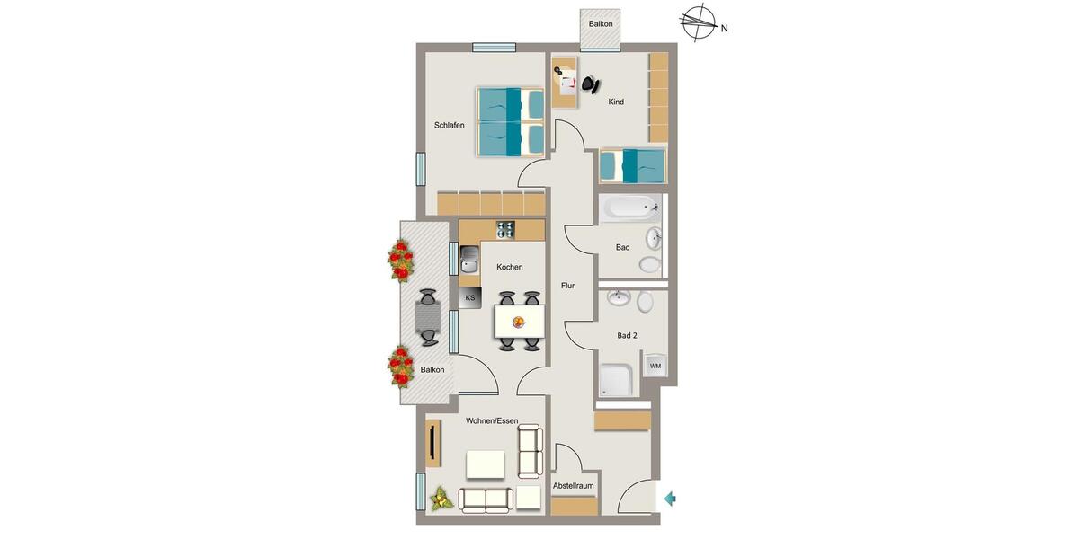 Etagenwohnung Bochum Wiemelhausen - 3 Zimmer, 88 m&sup2;, 1.232&euro; | Angebot:25050133