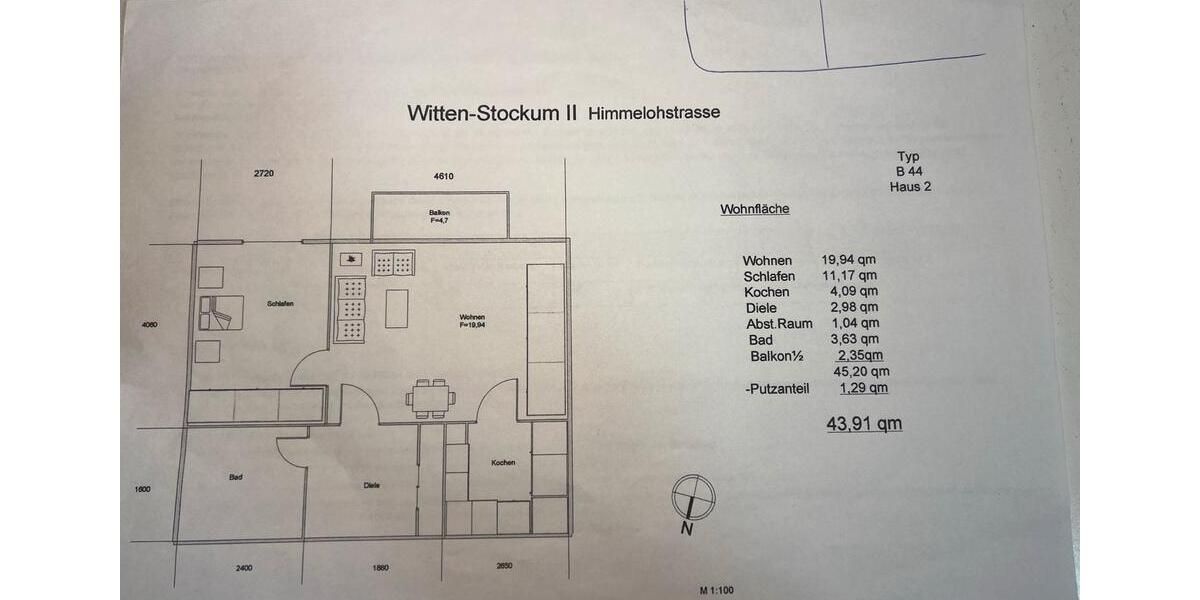 Etagenwohnung Witten Rüdinghausen - 1.5 Zimmer, 44 m&sup2;, 89.999&euro; | Angebot:25958887