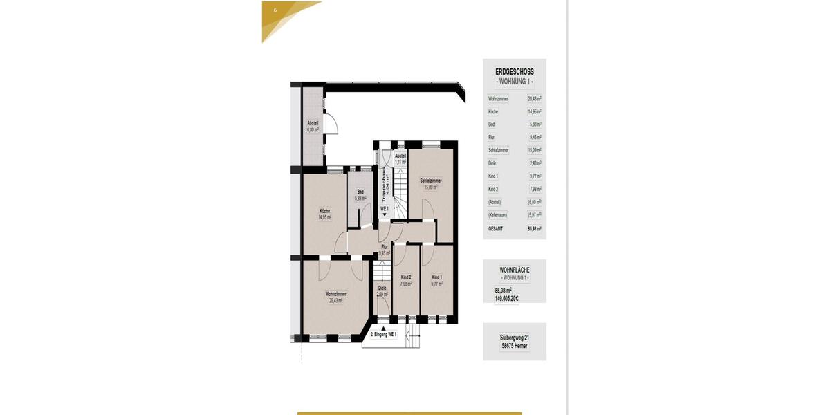 Etagenwohnung Menden (Sauerland) - 4 Zimmer, 65 m&sup2;, 114.000&euro; | Angebot:24146053