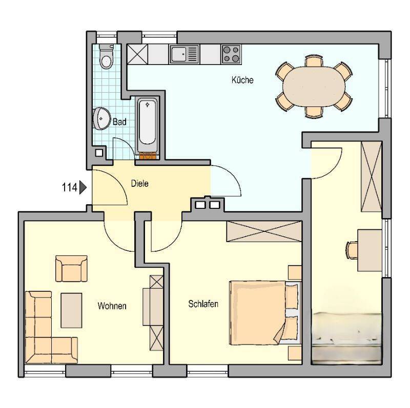 2,5-Raum-Wohnung + Büroraum, mit Tapeten und Laminatboden in Herne-Süd, ohne Balkon