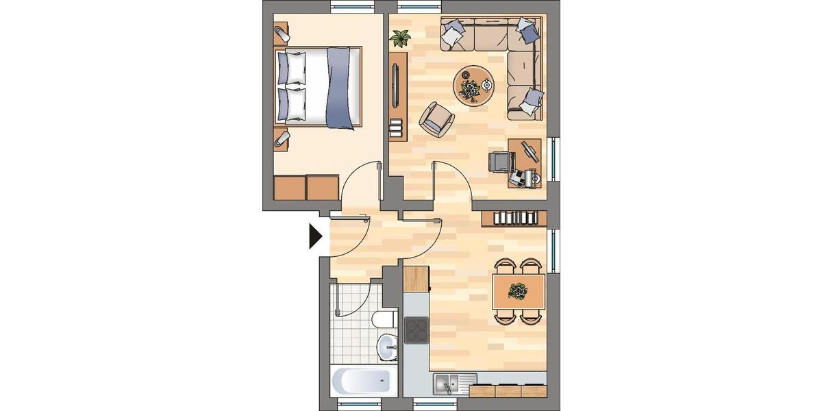 Erdgeschoßwohnung Dortmund Eving - 2 Zimmer, 42 m&sup2;, 368&euro; | Angebot:24117633