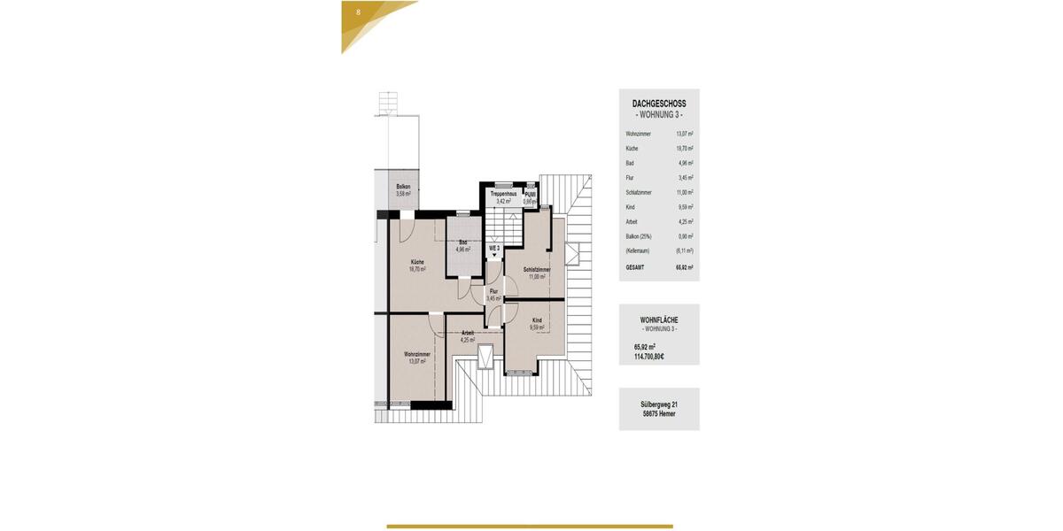 Etagenwohnung Menden (Sauerland) - 4 Zimmer, 65 m&sup2;, 114.000&euro; | Angebot:24146053