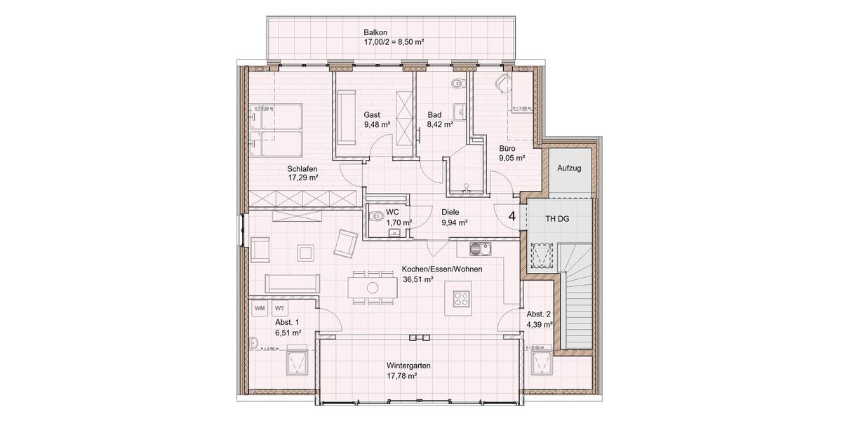 Dachgeschoßwohnung Olfen - 4 Zimmer, 129 m&sup2;, 1.940&euro; | Angebot:24525370