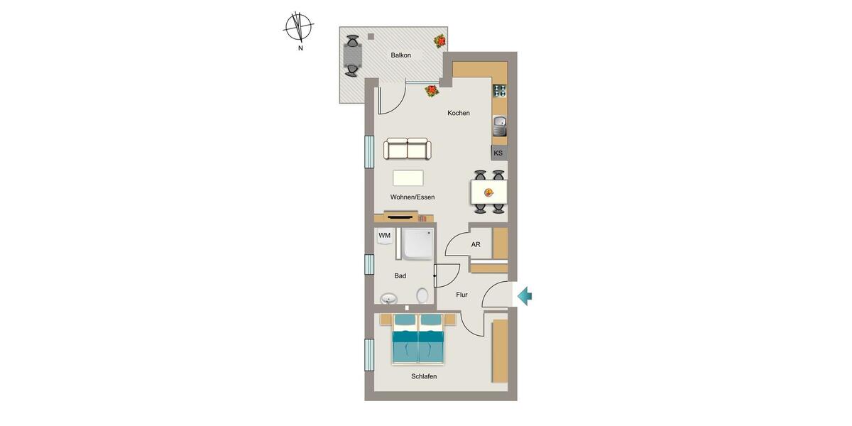 Etagenwohnung Bochum Wiemelhausen - 2 Zimmer, 67 m&sup2;, 972&euro; | Angebot:26170257