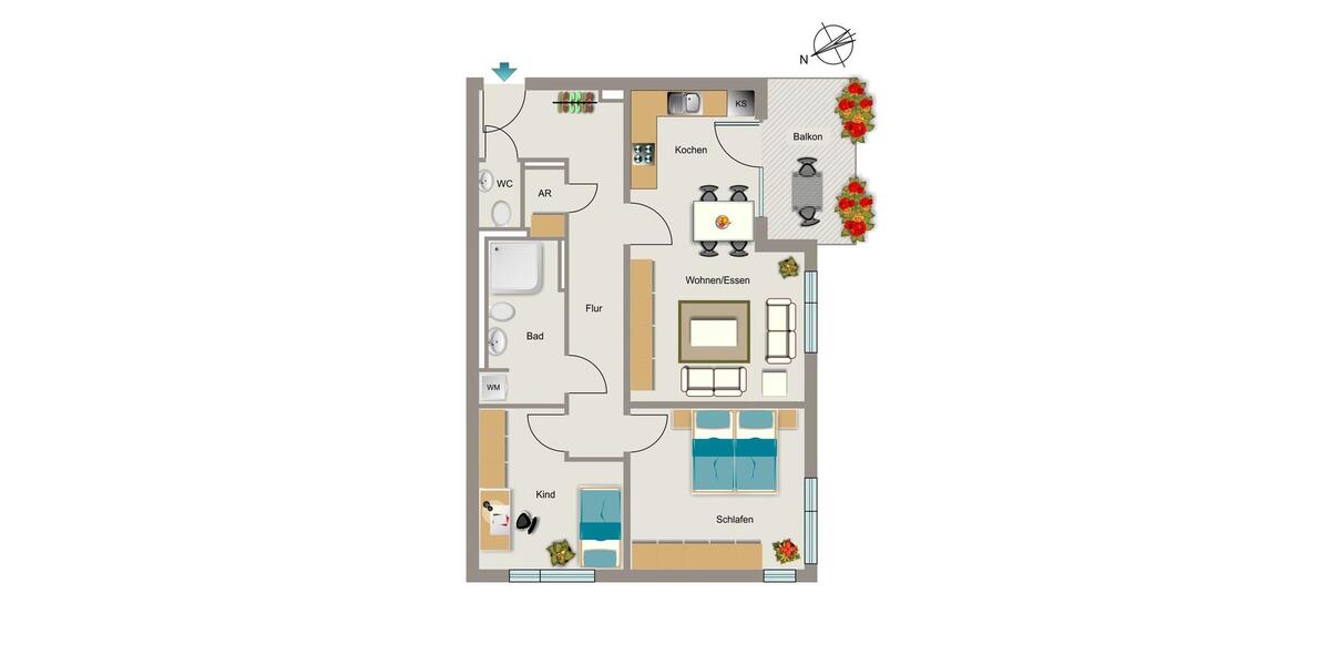 Etagenwohnung Bochum Wiemelhausen - 3 Zimmer, 77 m&sup2;, 475&euro; | Angebot:26658467