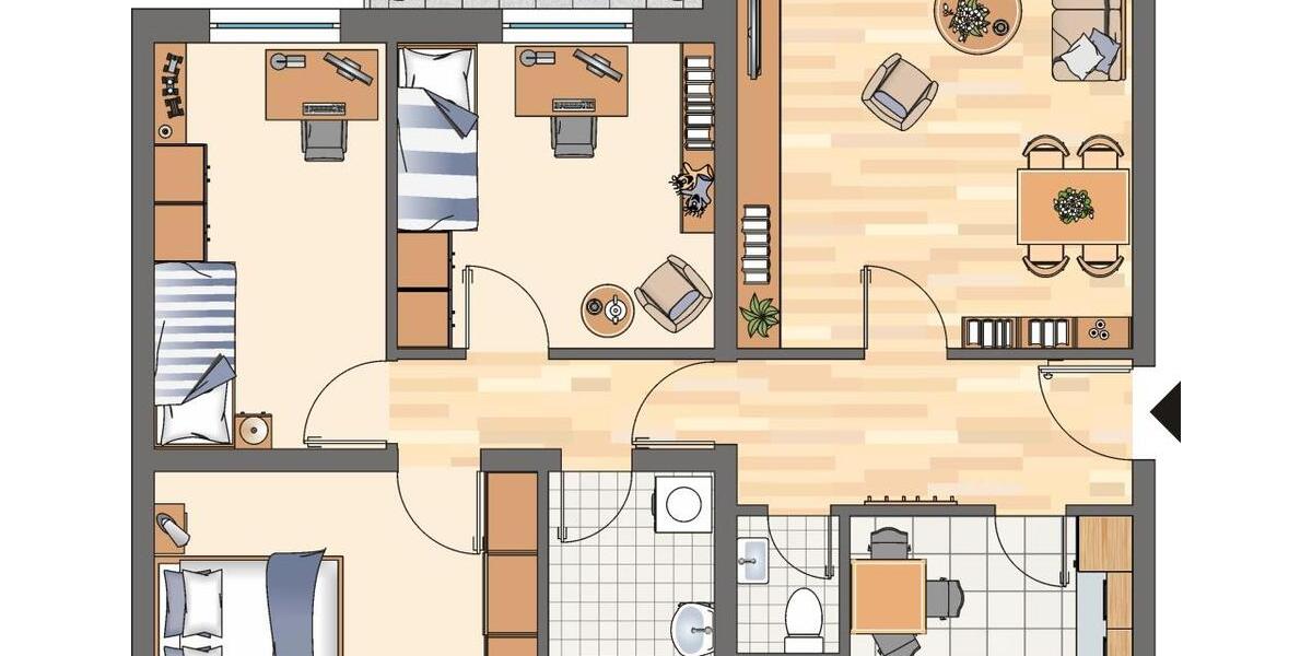 Etagenwohnung Castrop-Rauxel Deinighausen - 3.5 Zimmer, 76 m&sup2;, 410&euro; | Angebot:24616289