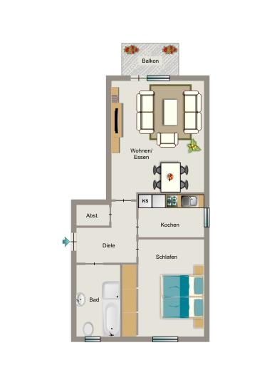 Etagenwohnung Lünen Brambauer - 2.5 Zimmer, 60 m&sup2;, 467&euro; | Angebot:24843582