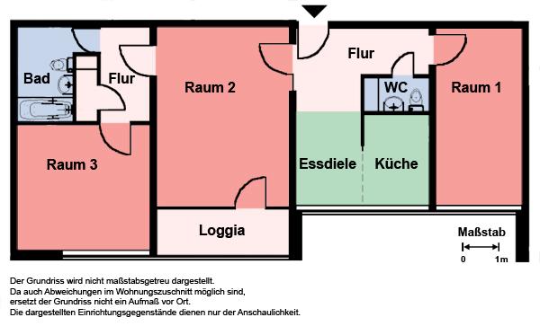 Etagenwohnung Dortmund Scharnhorst - 3 Zimmer, 80 m&sup2;, 669&euro; | Angebot:26492242