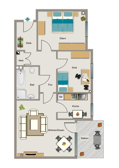 Erdgeschoßwohnung Oer-Erkenschwick Erkenschwick - 3.5 Zimmer, 76 m&sup2;, 664&euro; | Angebot:25796709