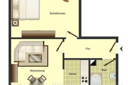 Wohnung Unna Alte Heide - 2 Zimmer, 38 m&sup2;, 329&euro; | Angebot:27201927