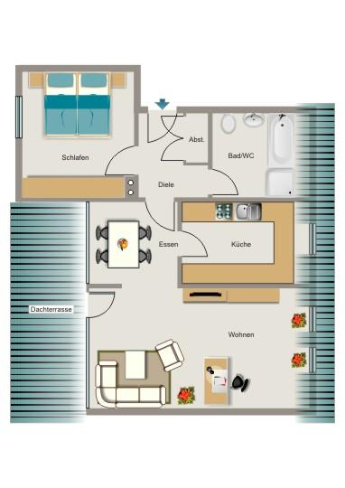 Dachgeschoßwohnung Recklinghausen Berghausen - 2.5 Zimmer, 66 m&sup2;, 500&euro; | Angebot:26683844