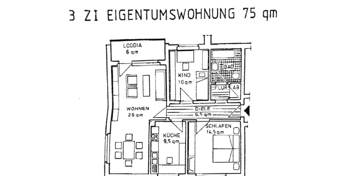 Etagenwohnung Witten Rüdinghausen - 3.5 Zimmer, 75 m&sup2;, 190.000&euro; | Angebot:24601040
