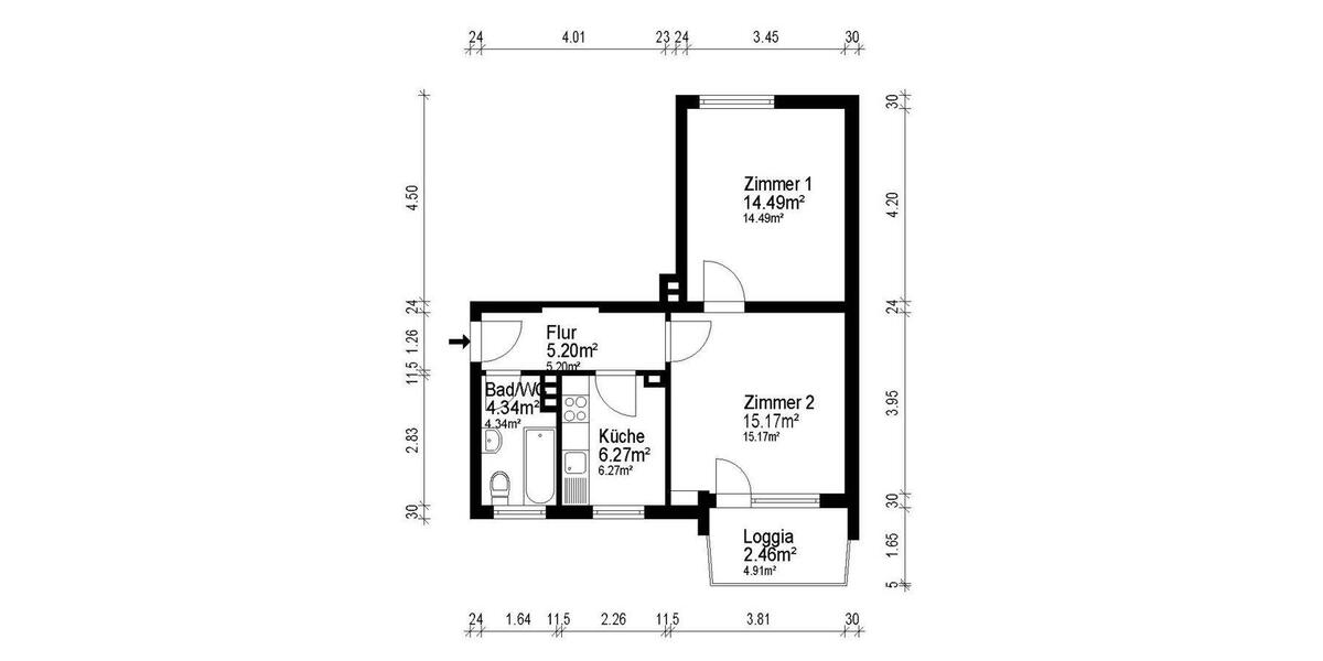 Hochparterre Dortmund Bövinghausen - 2 Zimmer, 48 m&sup2;, 129.890&euro; | Angebot:27446955