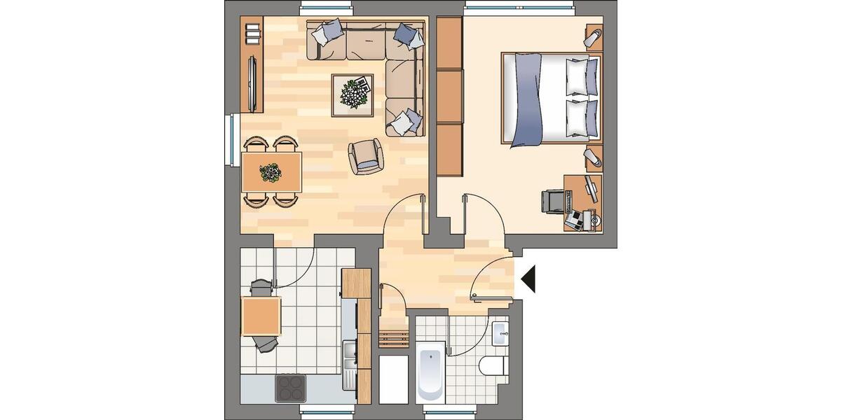 Erdgeschoßwohnung Dortmund Mengede - 2 Zimmer, 47 m&sup2;, 401&euro; | Angebot:26270291