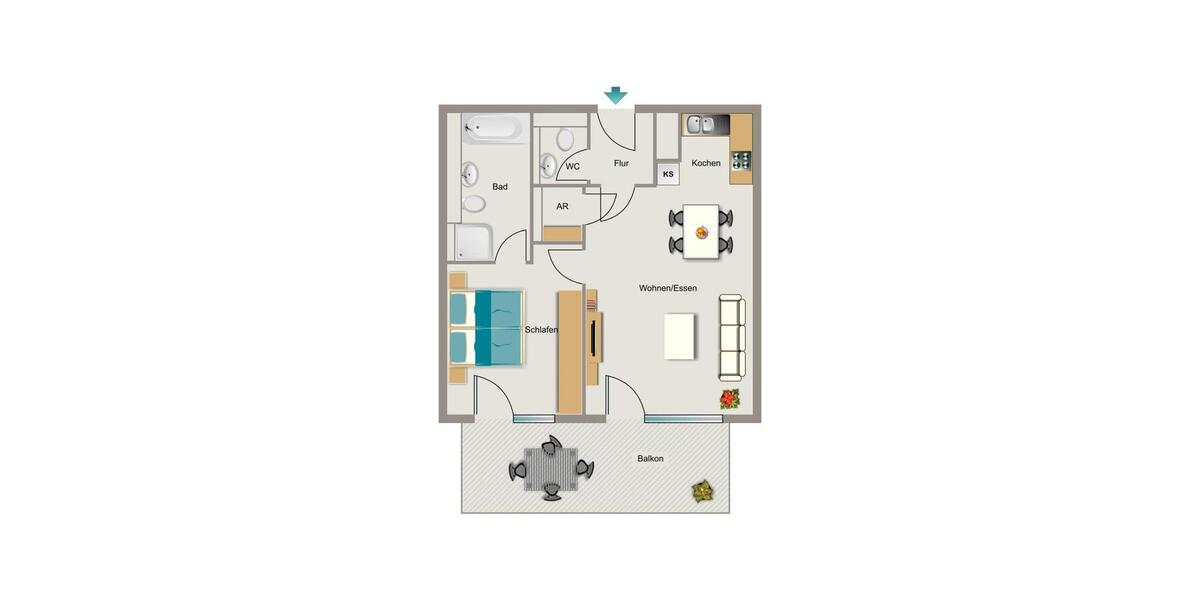Etagenwohnung Bochum Wiemelhausen - 2.5 Zimmer, 64 m&sup2;, 878&euro; | Angebot:26449926