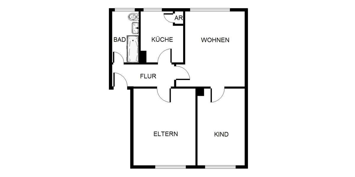 Etagenwohnung Herne Wanne - 3 Zimmer, 50 m&sup2;, 409&euro; | Angebot:24789801