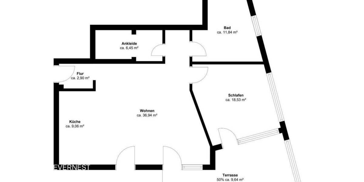 Etagenwohnung Dortmund Schüren - 2 Zimmer, 95 m&sup2;, 429.000&euro; | Angebot:24037095