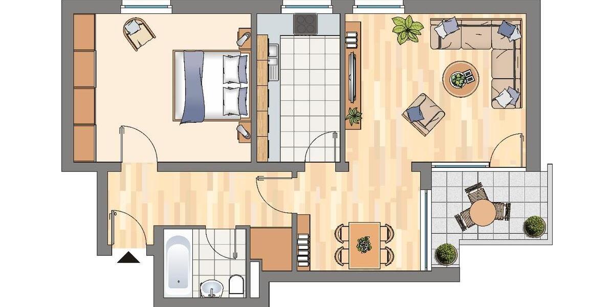 Etagenwohnung Dortmund Scharnhorst - 2 Zimmer, 56 m&sup2;, 479&euro; | Angebot:26470254