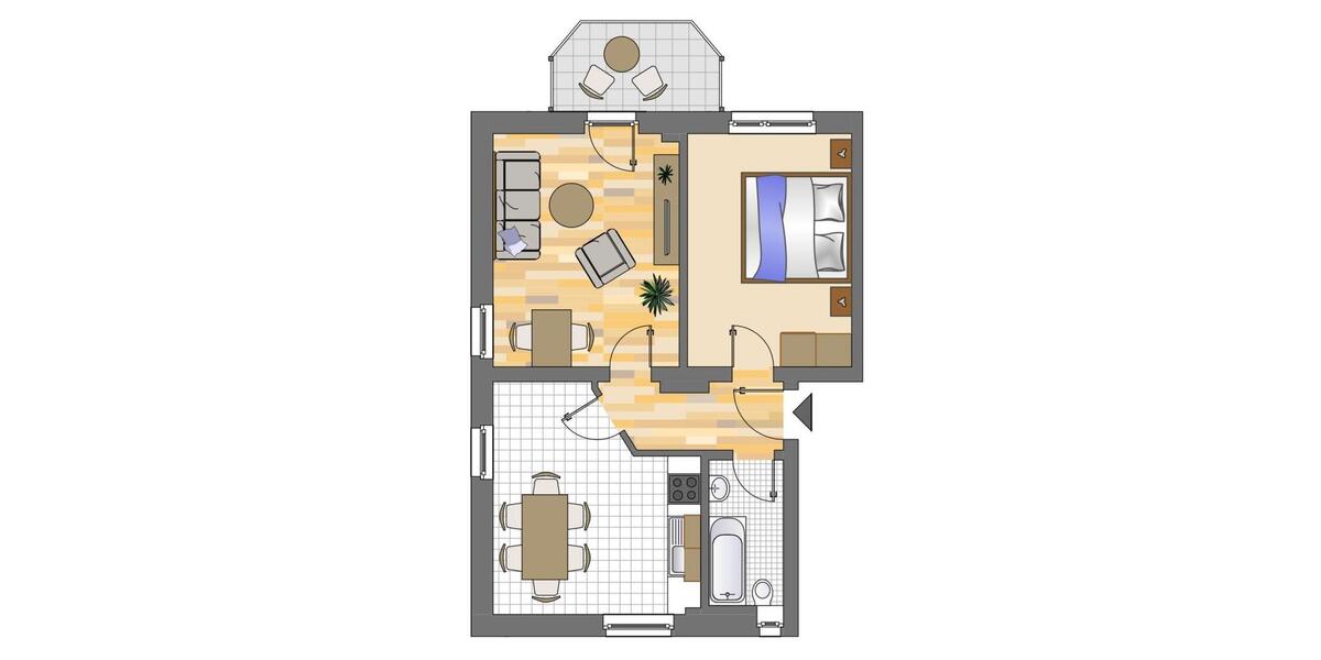 Erdgeschoßwohnung Dortmund Gartenstadt - 2 Zimmer, 49 m&sup2;, 485&euro; | Angebot:24814079