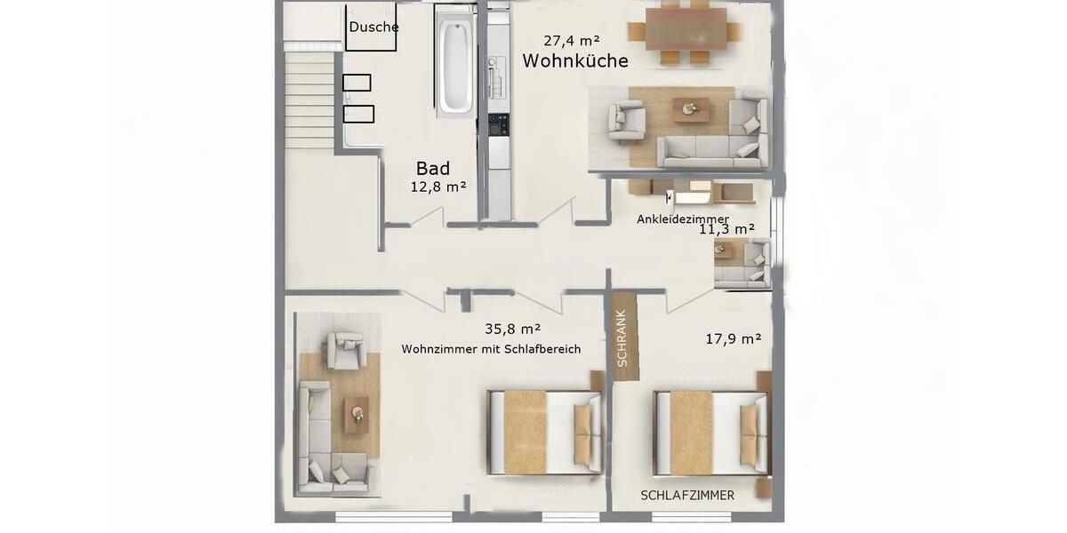 Etagenwohnung Hagen Hagen-Mitte - 2 Zimmer, 115 m&sup2;, 985&euro; | Angebot:26660535