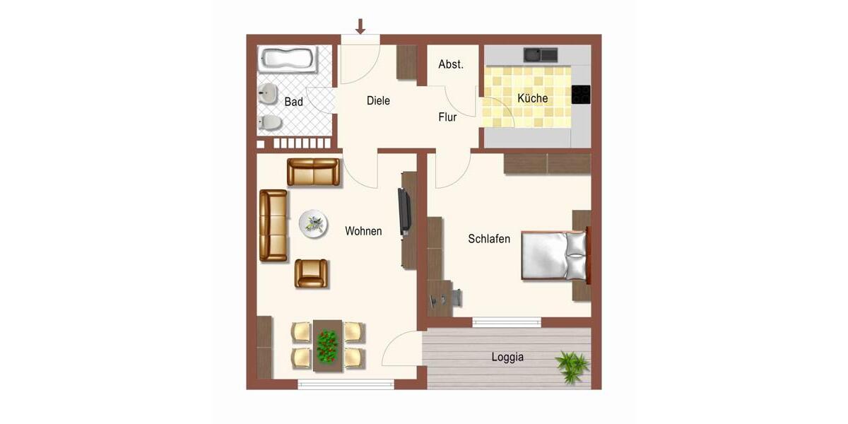 Erdgeschoßwohnung Dortmund Brackel - 2.5 Zimmer, 46 m&sup2;, 450&euro; | Angebot:26455667