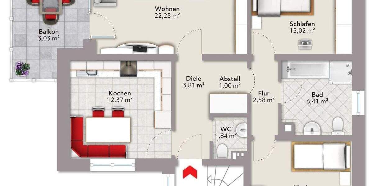 Etagenwohnung Oer-Erkenschwick Groß-Erkenschwick - 3 Zimmer, 81 m&sup2;, 165.000&euro; | Angebot:24699382