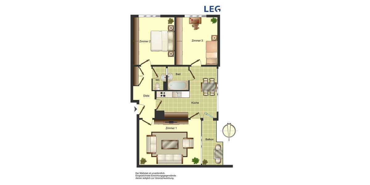 Etagenwohnung Unna - 3.5 Zimmer, 72 m&sup2;, 549&euro; | Angebot:26964521