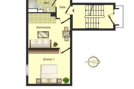 Wohnung Bergkamen Rünthe - 2 Zimmer, 33 m&sup2;, 319&euro; | Angebot:26964528