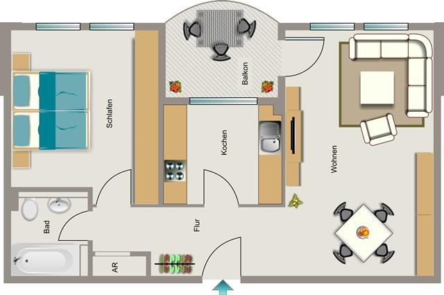 Etagenwohnung Herne Sodingen - 2.5 Zimmer, 61 m&sup2;, 387&euro; | Angebot:24778755