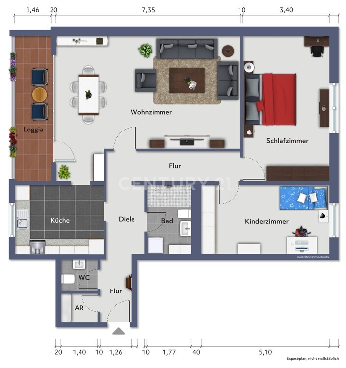 Stilvoll modernisiertes Wohnhighlight mit Balkon 3 zimmer