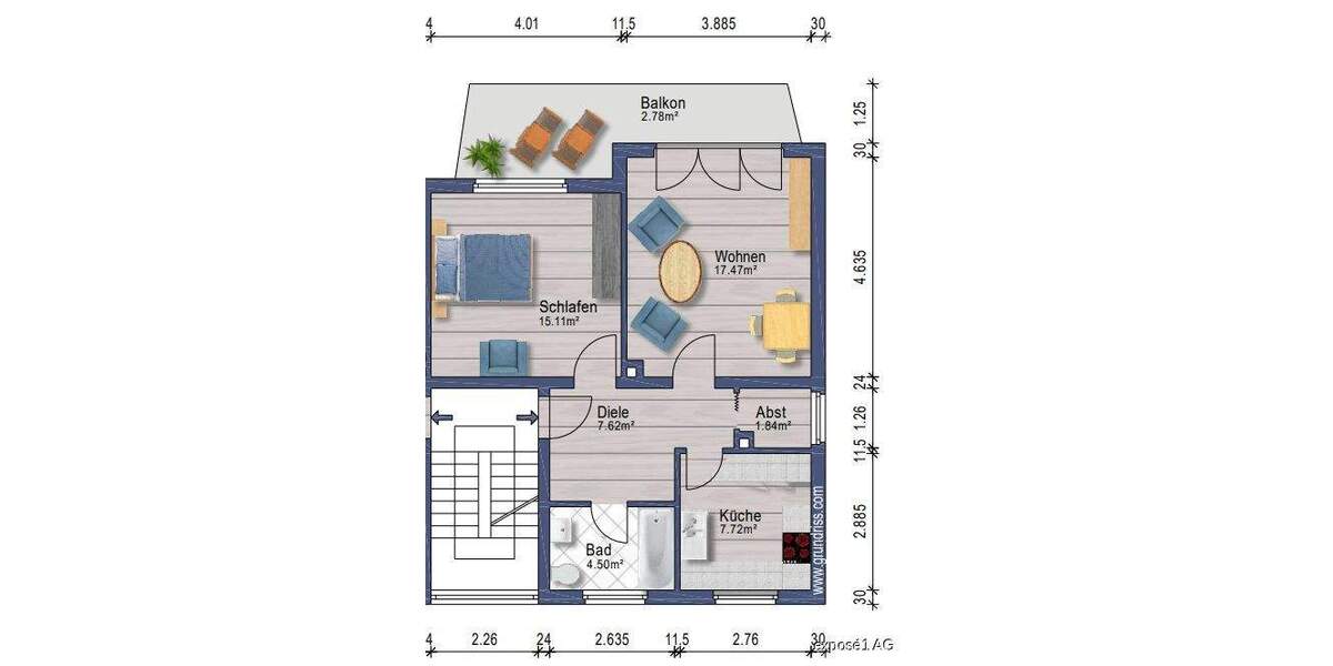 Etagenwohnung Hagen / Rummenohl Dahl - 2 Zimmer, 60 m&sup2;, 360&euro; | Angebot:24810326