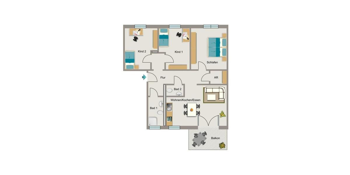 Etagenwohnung Dortmund Huckarde - 4 Zimmer, 103 m&sup2;, 1.182&euro; | Angebot:24656160