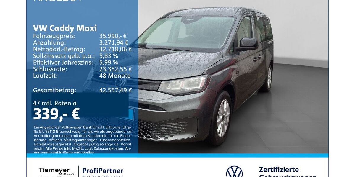 VW Caddy Maxi 1.696 km 34.420 &euro; Recklinghausen 45663