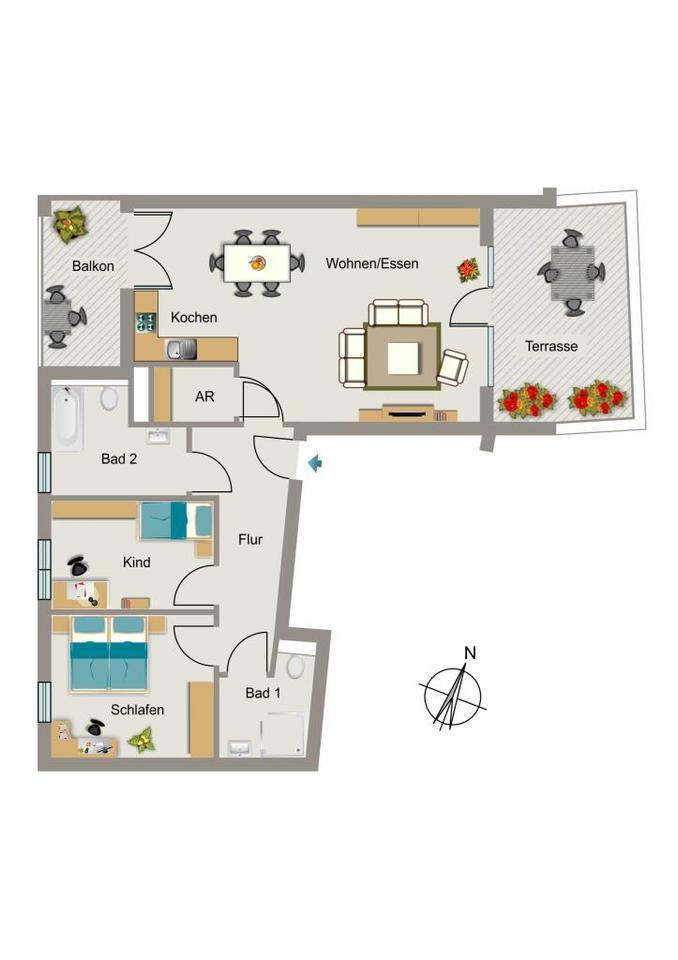 Bei VIVAWEST die Sonnenstrahlen auf der eigenen Terrasse genießen. zimmer