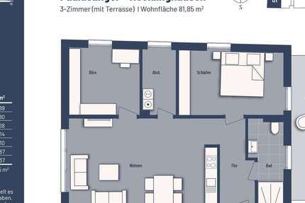 Wohnung Recklinghausen - 3 Zimmer, 82 m&sup2;, 1.100&euro; | Angebot:26563104