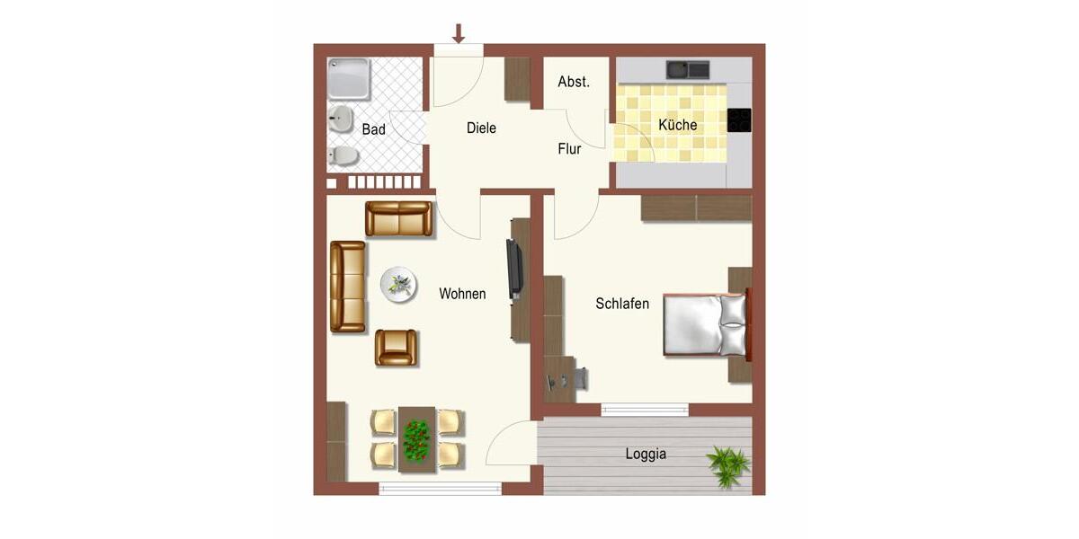 Etagenwohnung Dortmund Brackel - 2 Zimmer, 46 m&sup2;, 459&euro; | Angebot:24776656