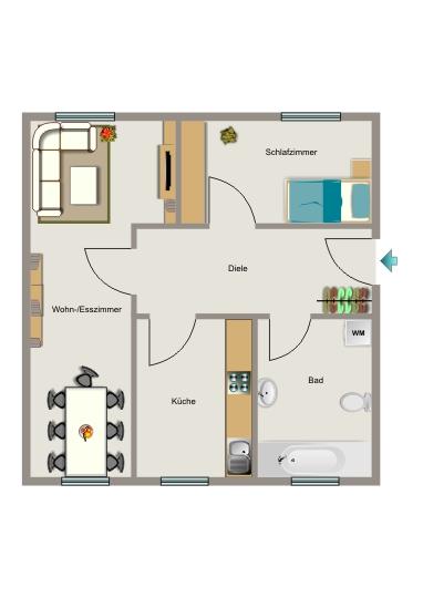 Erdgeschoßwohnung Marl - 2.5 Zimmer, 44 m&sup2;, 245&euro; | Angebot:25895365