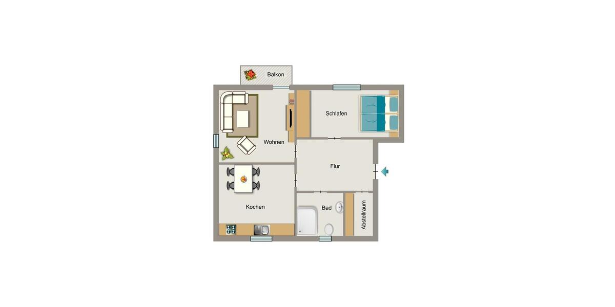 Erdgeschoßwohnung Dortmund Grevel - 2.5 Zimmer, 52 m&sup2;, 474&euro; | Angebot:24750137