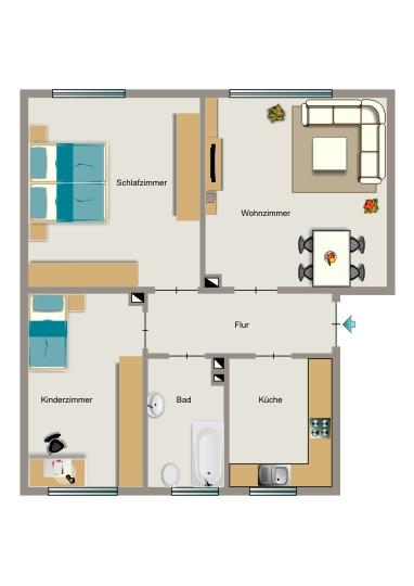 Erdgeschoßwohnung Dortmund Brackel - 3.5 Zimmer, 57 m&sup2;, 537&euro; | Angebot:24656143