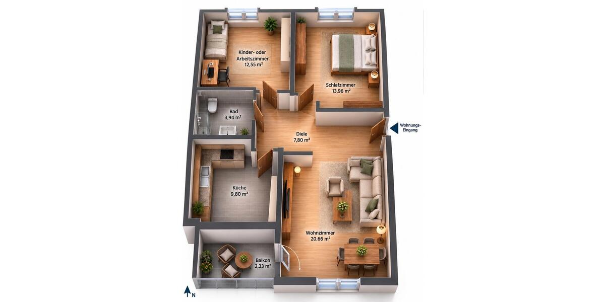 Etagenwohnung Dortmund Mengede - 3.5 Zimmer, 70 m&sup2;, 149.900&euro; | Angebot:27168201