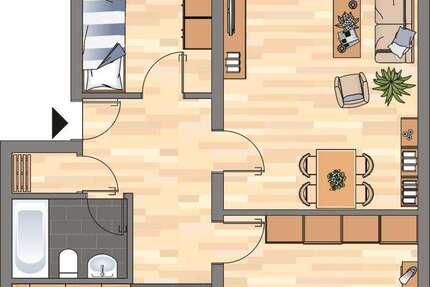 Wohnung Dortmund Scharnhorst-Ost - 3 Zimmer, 71 m&sup2;, 559&euro; | Angebot:27201781