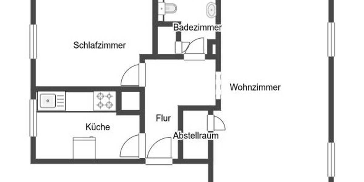 Etagenwohnung Bochum Harpen - 2 Zimmer, 48 m&sup2;, 99.000&euro; | Angebot:26570306
