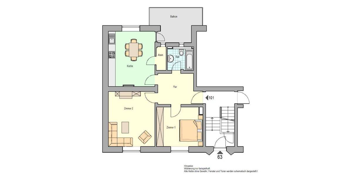 Etagenwohnung Herne Baukau-Ost - 2 Zimmer, 65 m&sup2;, 522&euro; | Angebot:26476439
