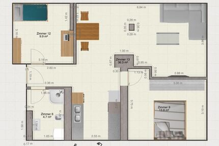 Renovierte Dachgeschosswohnung mit Klimaanlage, Kaltmiete 650 € 3.5 zimmer