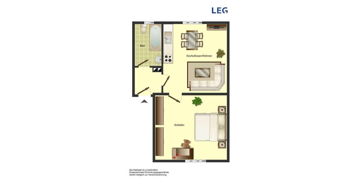 Etagenwohnung Bergkamen - 2 Zimmer, 45 m&sup2;, 359&euro; | Angebot:26750190