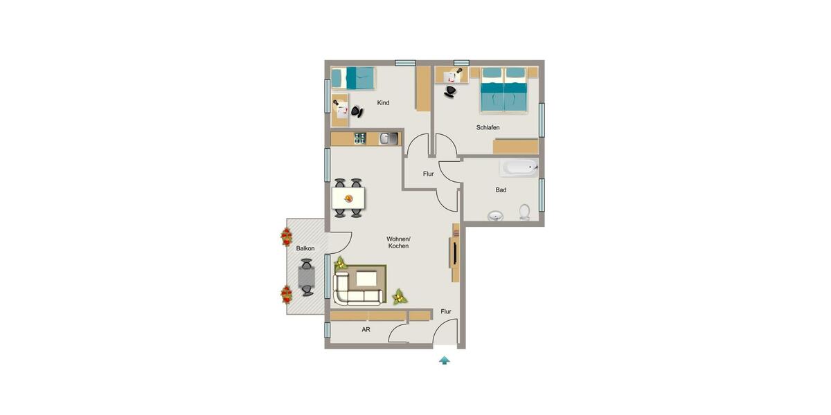 Erdgeschoßwohnung Gelsenkirchen Gelsenkirchen-Mitte - 3.5 Zimmer, 80 m&sup2;, 427&euro; | Angebot:24843578