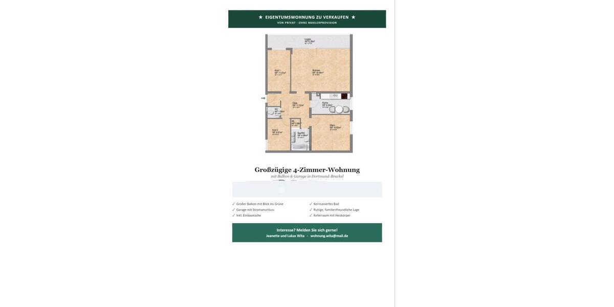 Erdgeschoßwohnung Dortmund Brackel - 4 Zimmer, 100 m&sup2;, 265.000&euro; | Angebot:27457645