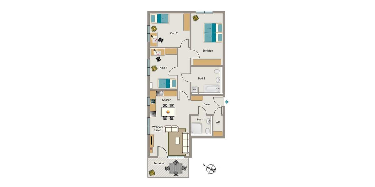 Erdgeschoßwohnung Bochum Bochum-Nord - 3 Zimmer, 106 m&sup2;, 1.428&euro; | Angebot:26433796