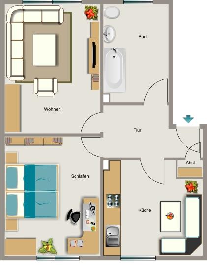 Etagenwohnung Lünen - 2.5 Zimmer, 50 m&sup2;, 433&euro; | Angebot:26143575