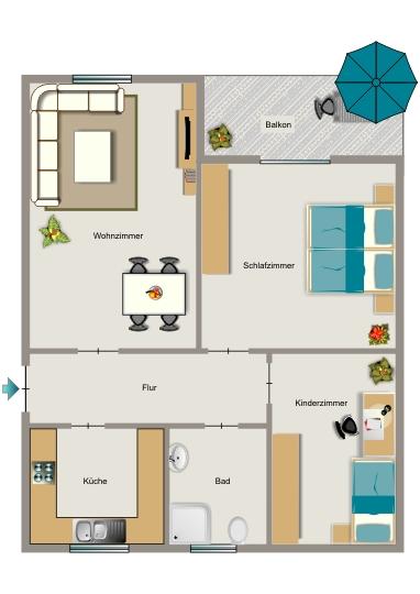 Erdgeschoßwohnung Herten - 3.5 Zimmer, 64 m&sup2;, 641&euro; | Angebot:25774537